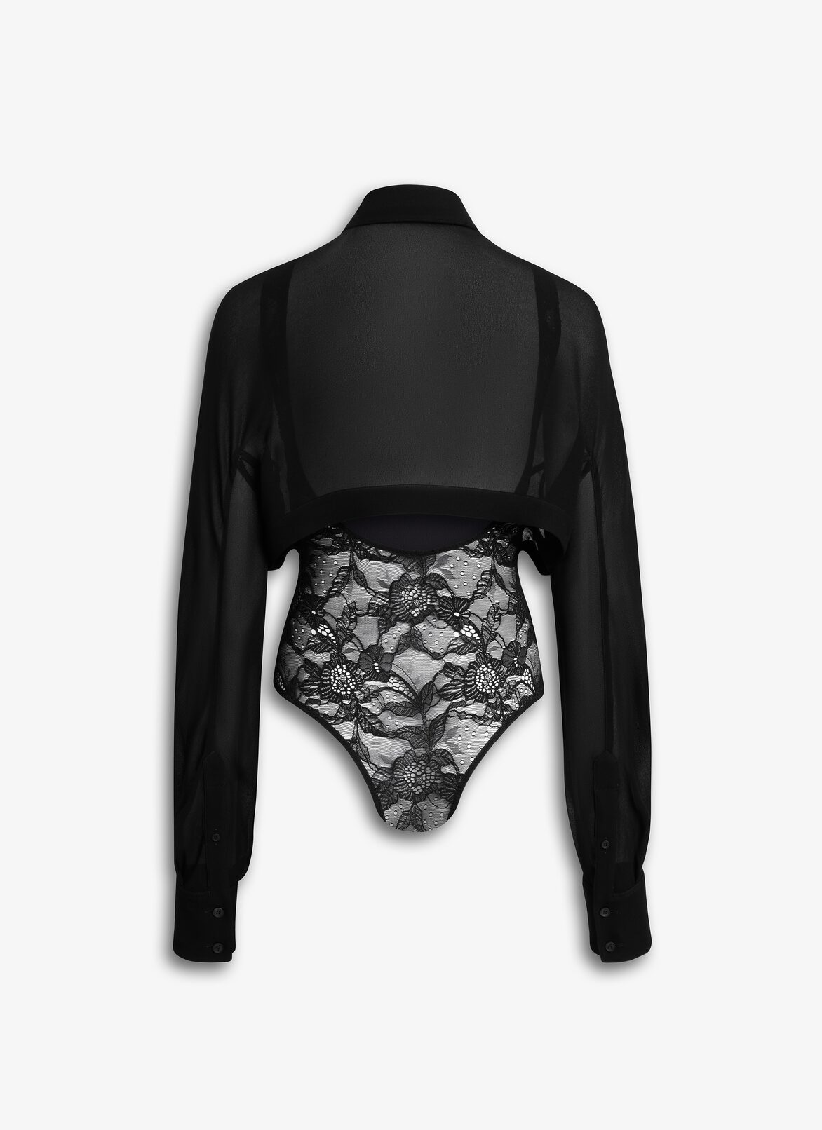 GEORGETTE SHIRT BODYSUIT ALAÏA BLACK GEORGETTE SHIRT BODYSUIT